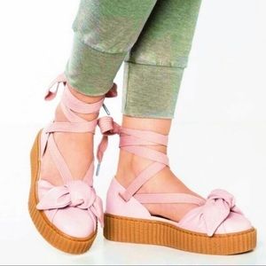 🆕{Puma} Fenty-Rihanna Leather Bow Lace-Up Creeper Sandals